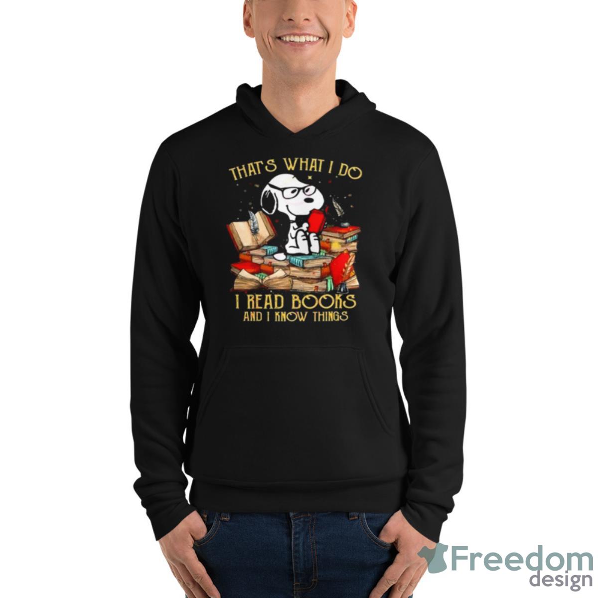 Snoopy That’s What I Do I Read Books And I Know Things 2023 Vintage Shirt image Snoopy That’s What I Do I Read Books And I Know Things 2023 Vintage Shirt - Unisex Fleece Pullover Hoodie