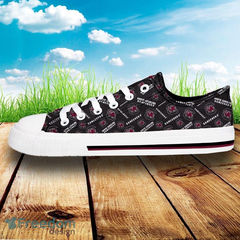 South Carolina Gamecocks NCAA Men And Women Low Top Repeat Print Canvas Shoes For Fans - South Carolina Gamecocks NCAA Womens Low Top Repeat Print Canvas Shoes_2