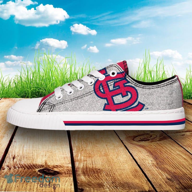 St. Louis Cardinals MLB Men And Women Glitter Low Top Canvas Shoes For Fans - St. Louis Cardinals MLB Womens Glitter Low Top Canvas Shoes_2