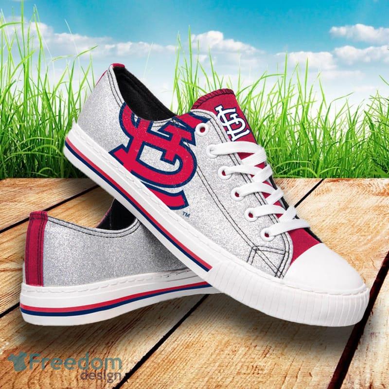 St. Louis Cardinals MLB Men And Women Glitter Low Top Canvas Shoes For Fans - St. Louis Cardinals MLB Womens Glitter Low Top Canvas Shoes_1