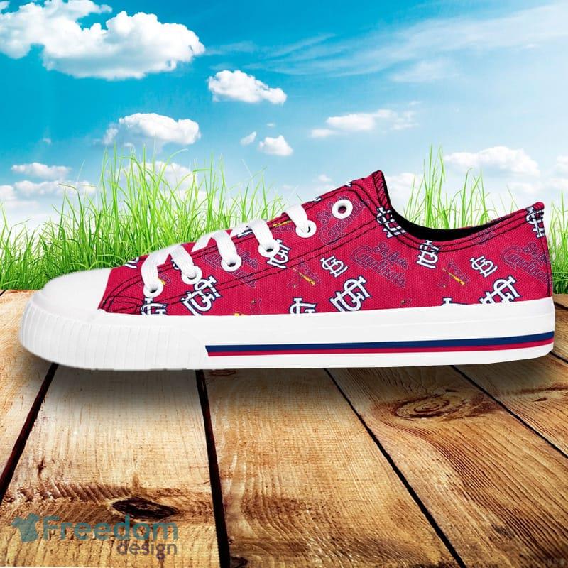 St Louis Cardinals MLB Men And Women Low Top Repeat Print Canvas Shoes For Fans - St Louis Cardinals MLB Womens Low Top Repeat Print Canvas Shoes_2