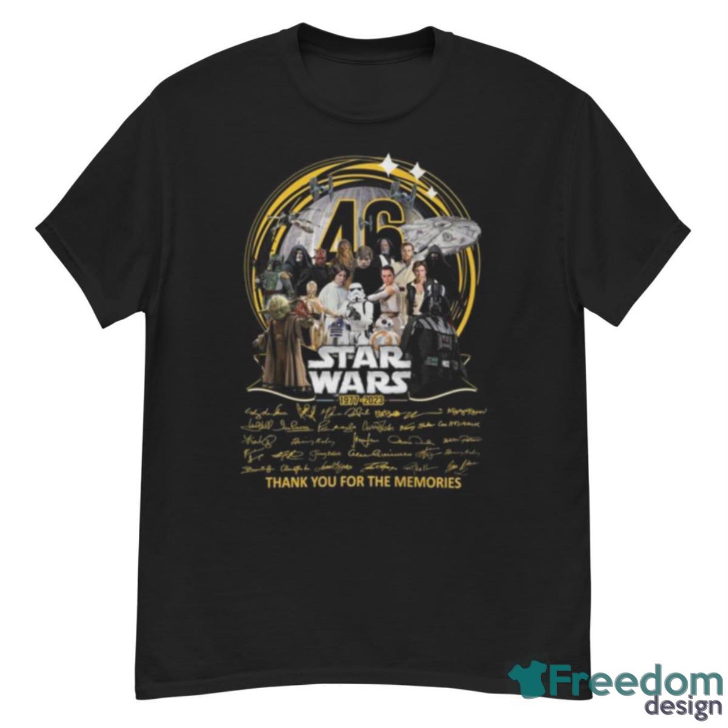 Star Wars 46 Years 1977 2023 Thank You For The Memories Signatures Shirt - G500 Men’s Classic T-Shirt