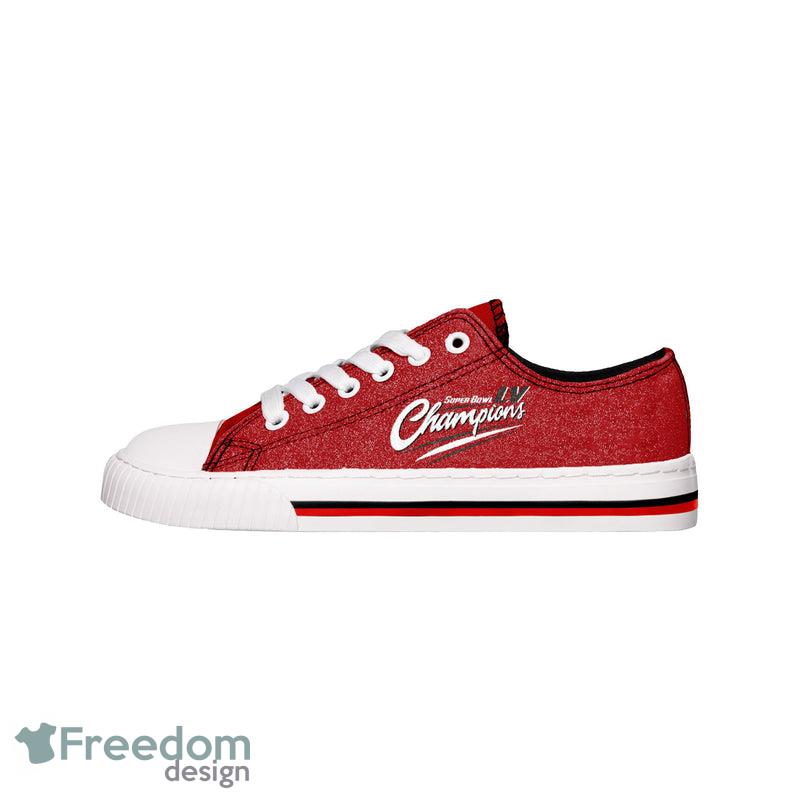 Tampa Bay Buccaneers NFL Super Bowl LV Champions Men And Women Glitter Low Top Canvas Shoe For Fans - Tampa Bay Buccaneers NFL Super Bowl LV Champions Womens Glitter Low Top Canvas Shoe_1