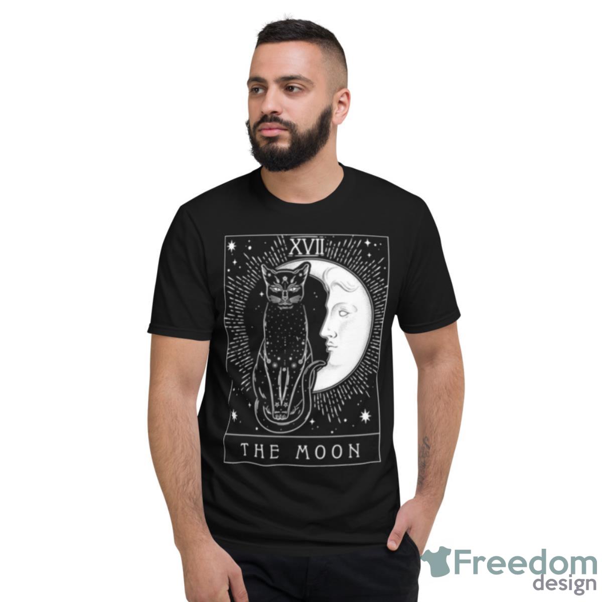 Tarot Card Crescent Moon And Cat Graphic Shirt - Short Sleeve T-Shirt