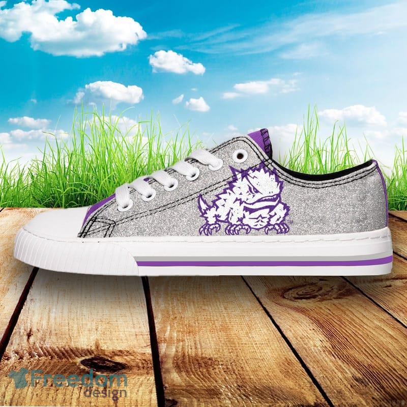 TCU Horned Frogs NCAA Men And Women Glitter Low Top Canvas Shoes For Fans - TCU Horned Frogs NCAA Womens Glitter Low Top Canvas Shoes_2