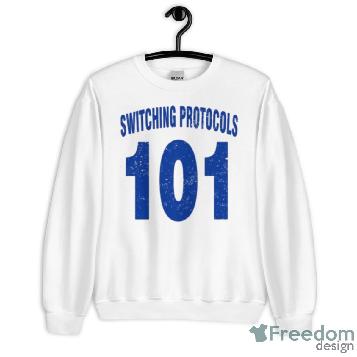 Team Shirt 101 Switching Protocols Blue Letters Shirt - Unisex Heavy Blend Crewneck Sweatshirt