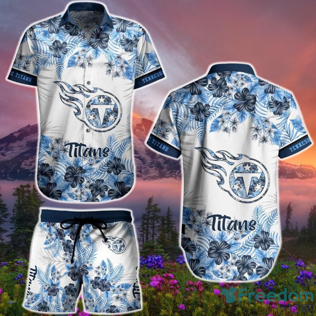 Tennessee Titans NFL Hawaiian  Shirt And Short Graphic Flower Tropical Pattern Summer Product Photo 1