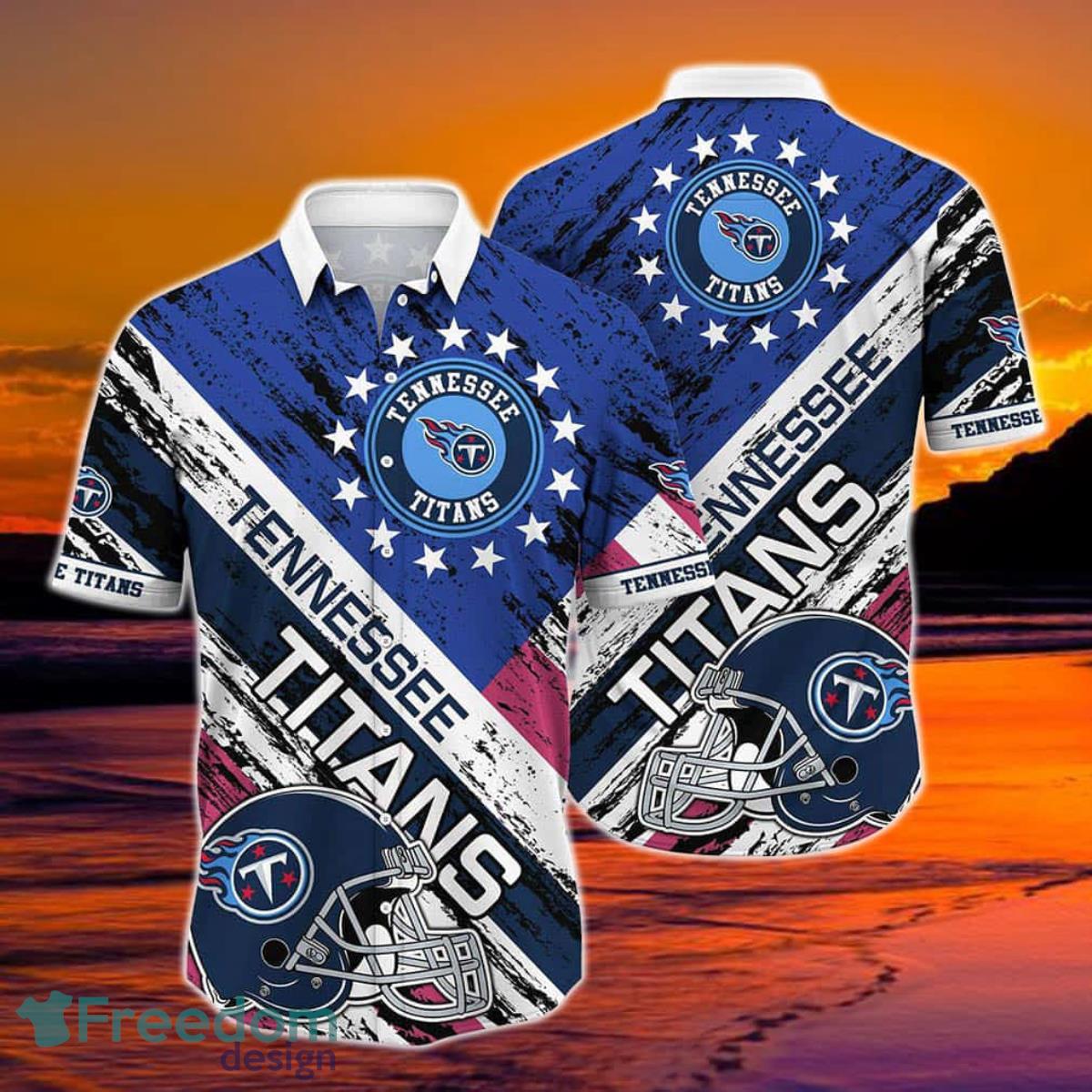 Tennessee Titans NFL Hawaiian Shirt Graphic American Flag 3D Printed Short Shirt Best Gift For Fans Product Photo 1