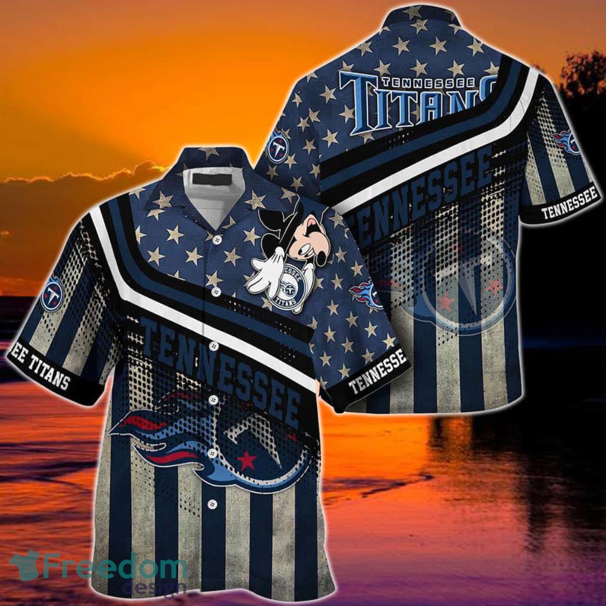 Tennessee Titans NFL Hawaiian Shirt Mickey Graphic American Flag Printed 3D Shirt Best Gift For Fans Product Photo 1