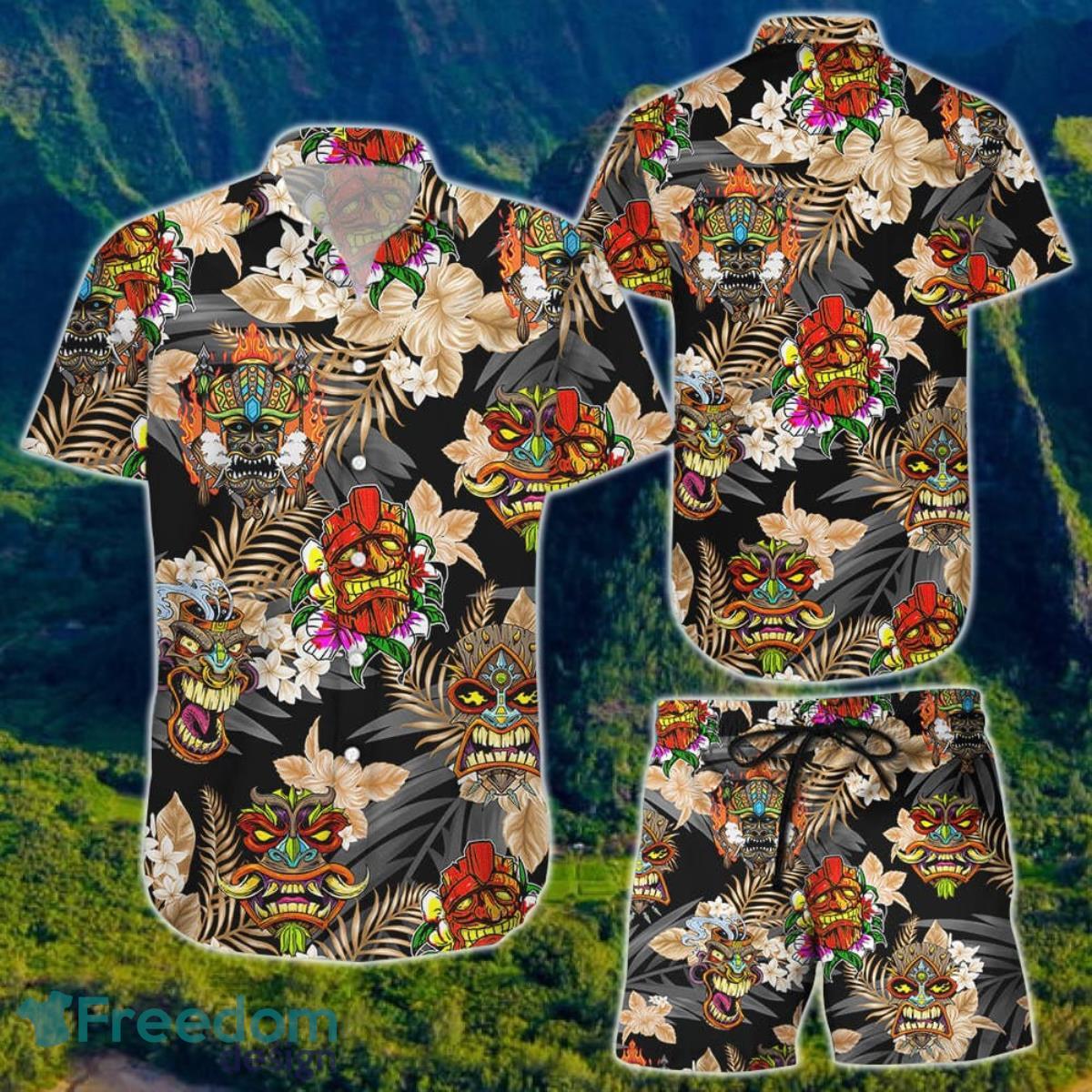 Tiki Hawaiian Shirt And Short For Men And Women Product Photo 1