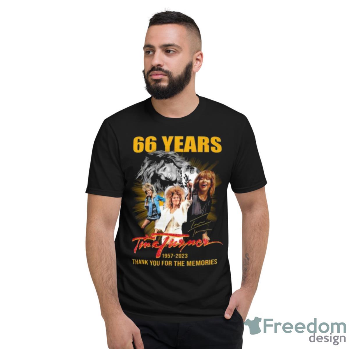 Tina Turner 66 Years 1957 2023 Thank You For The Memories Signature Shirt - Short Sleeve T-Shirt