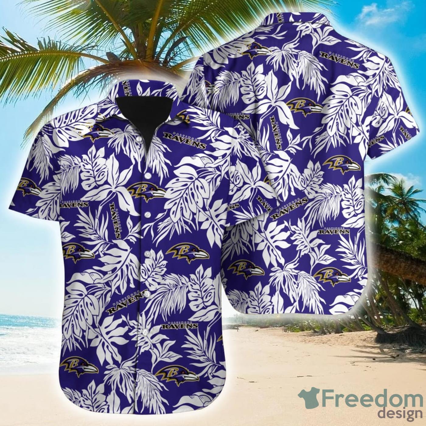 Tropical Leafs NFL Baltimore Ravens Hawaiian Shirt Product Photo 1