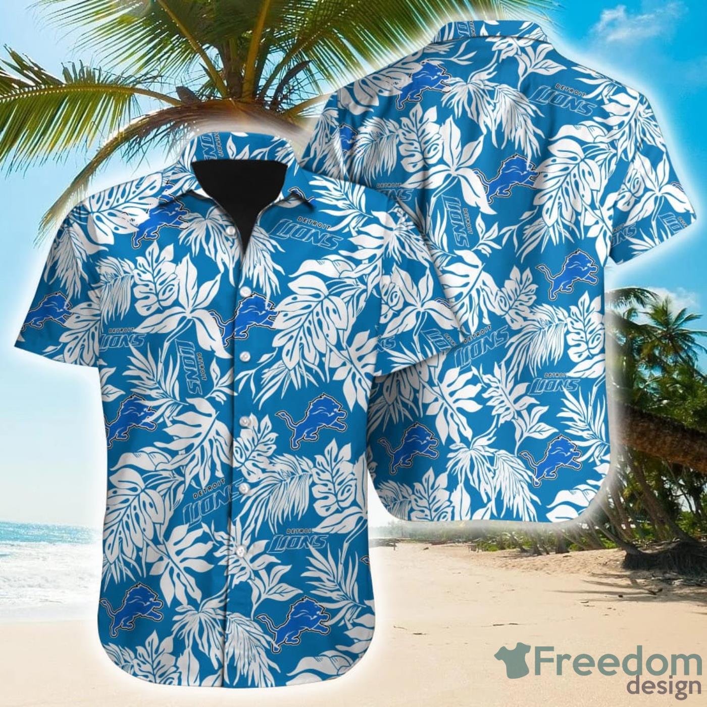 Tropical Leafs NFL Detroit Lions Hawaiian Shirt Product Photo 1