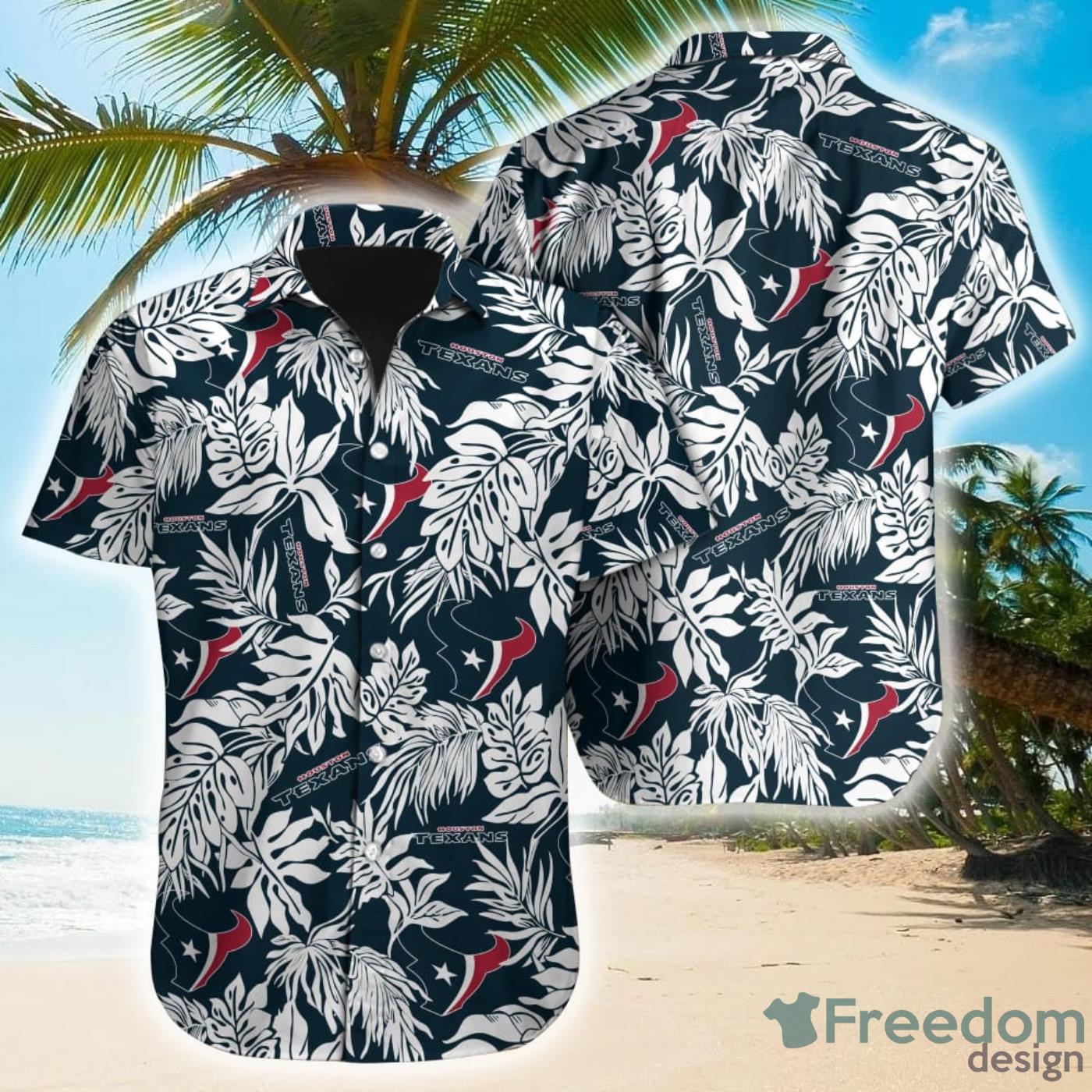 Tropical Leafs NFL Houston Texans Hawaiian Shirt Product Photo 1