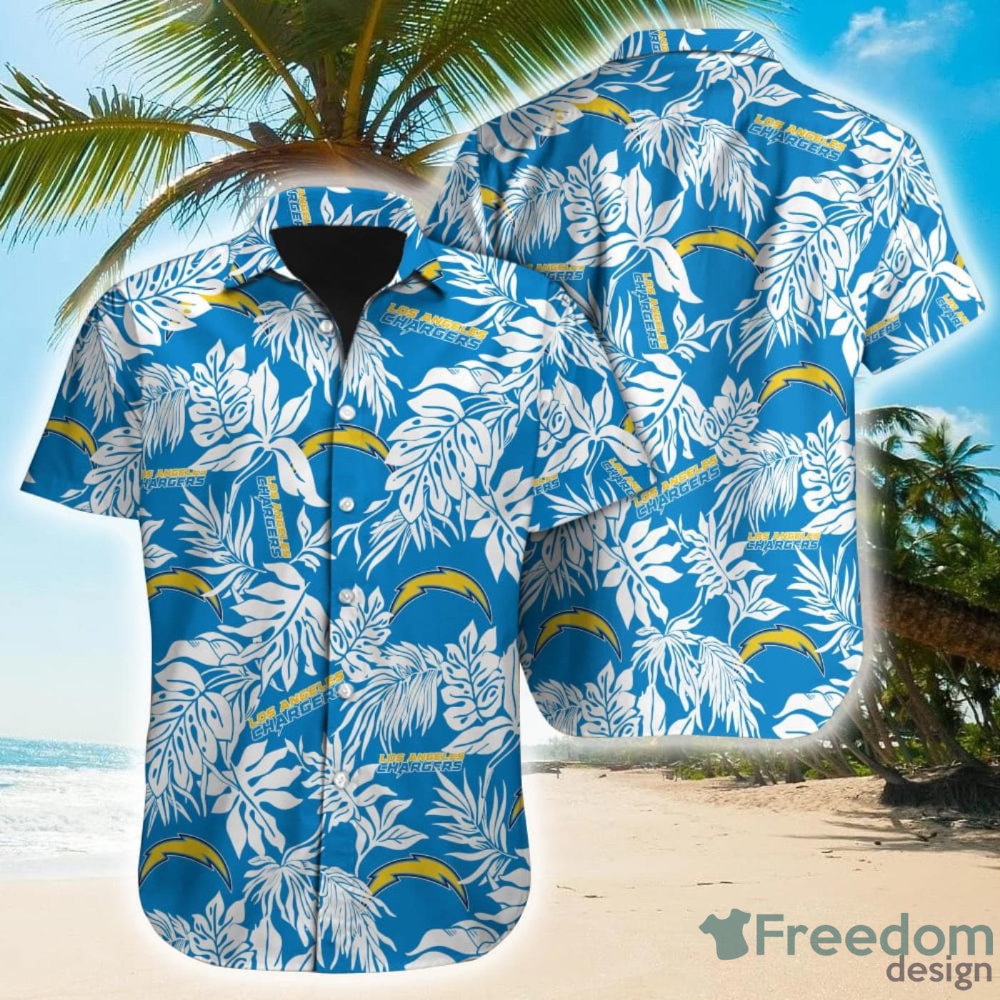 Tropical Leafs NFL Los Angeles Chargers Hawaiian Shirt Product Photo 1