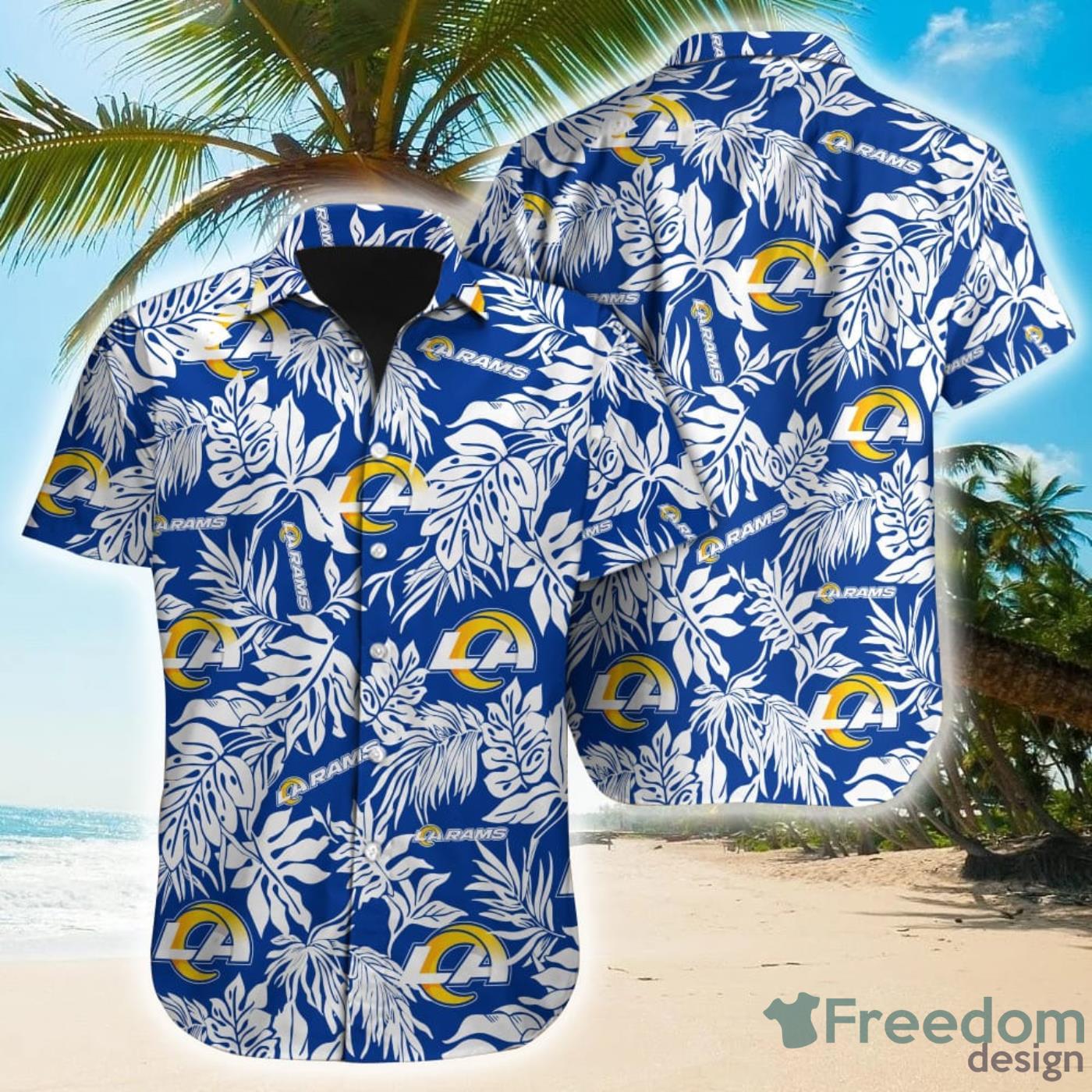 Tropical Leafs NFL Los Angeles Rams Hawaiian Shirt Product Photo 1