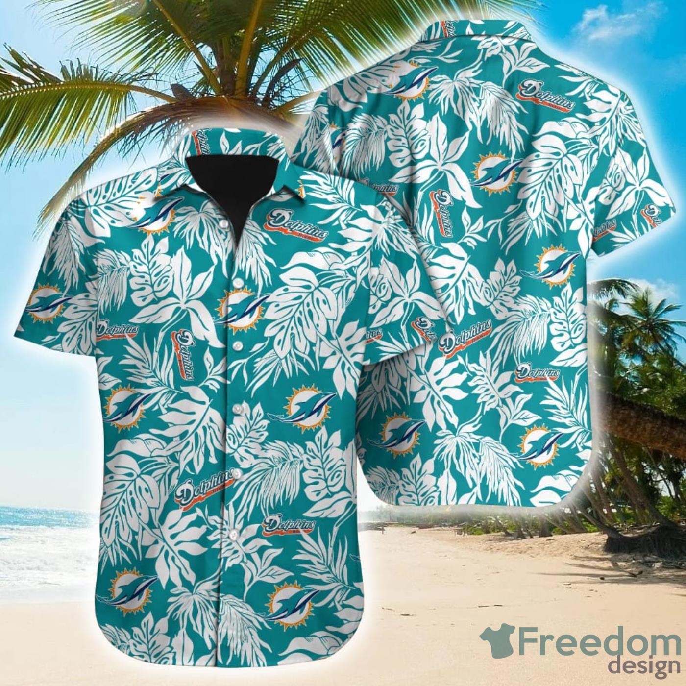 Tropical Leafs NFL Miami Dolphins Hawaiian Shirt Product Photo 1