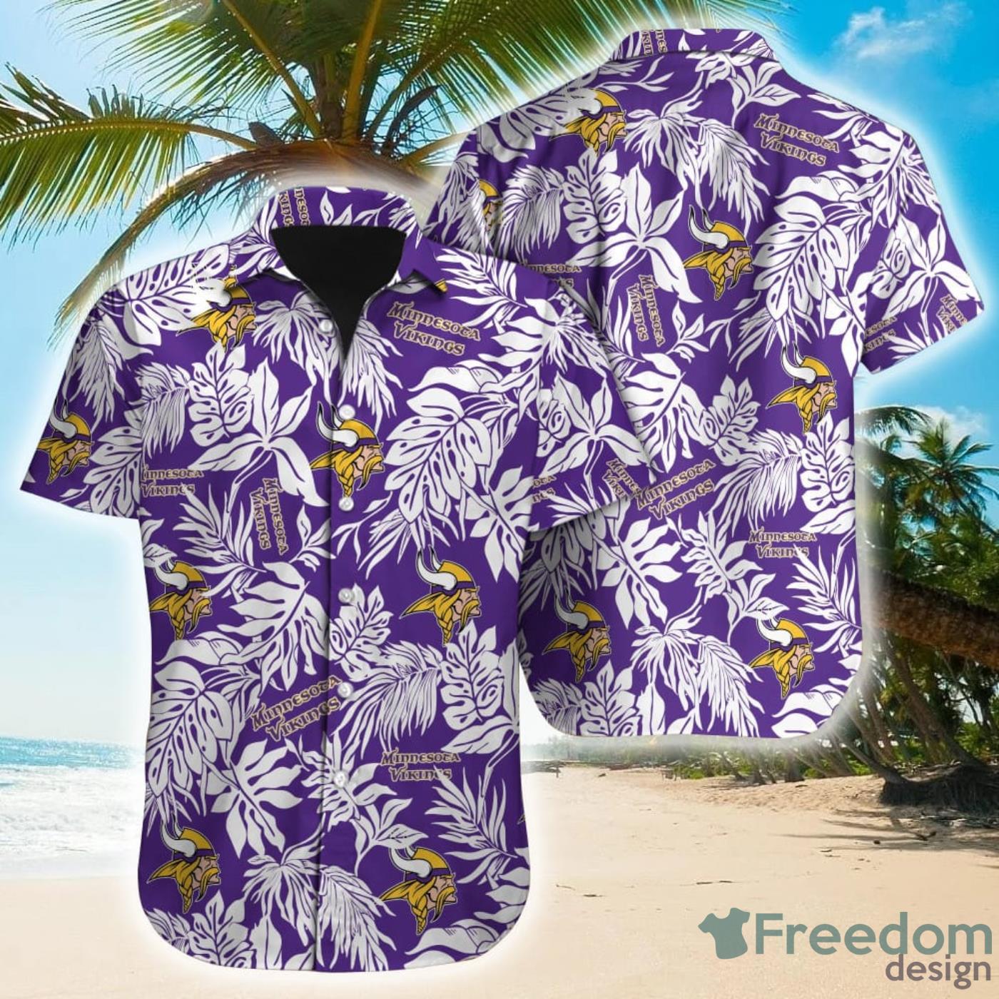 Tropical Leafs NFL Minnesota Vikings Hawaiian Shirt Product Photo 1