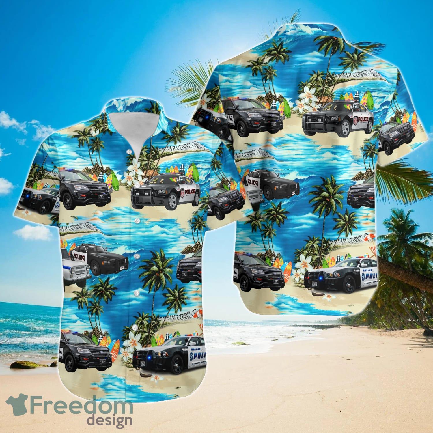 Tropical Police Car For Button Down Aloha Hawaii Shirt Product Photo 1