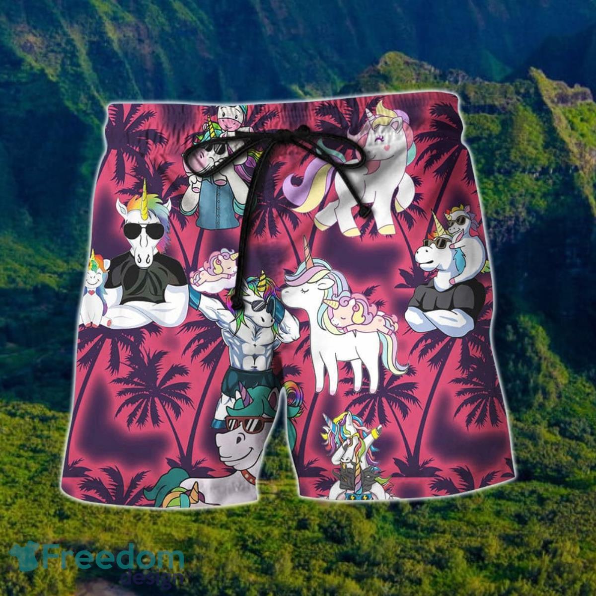 Unicorn Hawaiian Shirt And Short For Men And Women Product Photo 2