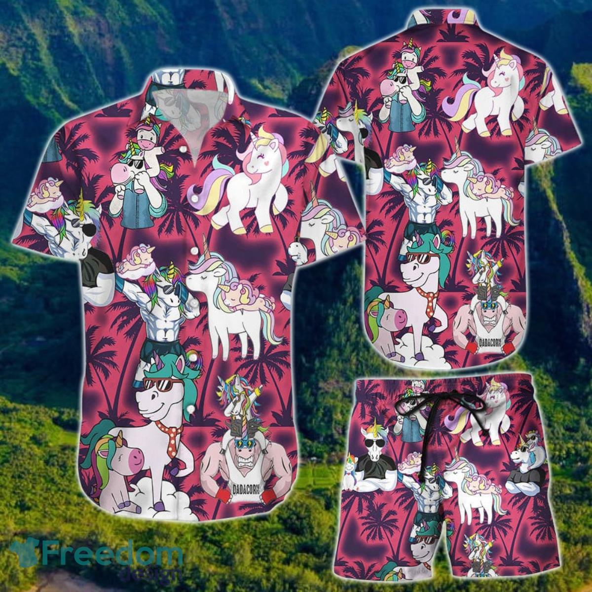 Unicorn Hawaiian Shirt And Short For Men And Women Product Photo 1