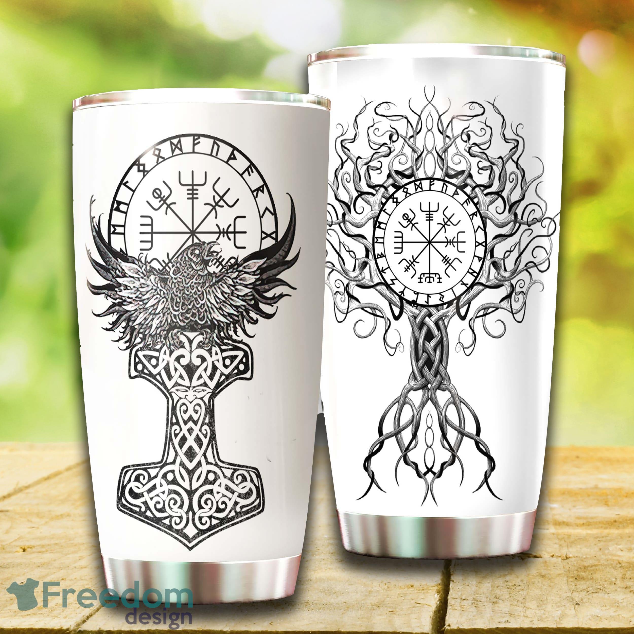 Viking Norse Hammer Icon Stainless Steel Tumbler Unique For Him Custom Name Tumbler Gift - Custom 3D Viking Norse Hammer Icon Stainless Steel Tumbler - Unique Tumbler - Birthday Gift - Gift For Him - Custom Name Tumbler Gift_3