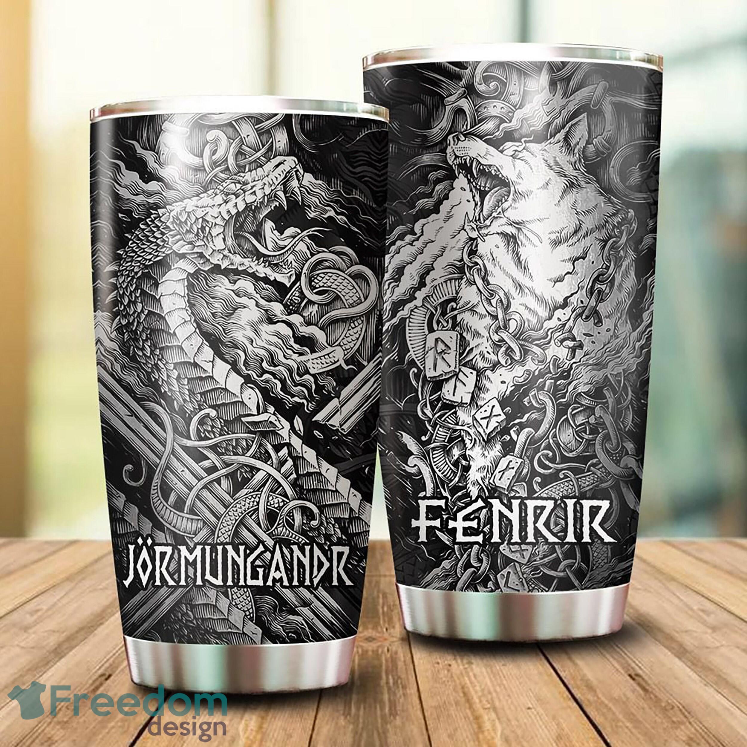 Viking Old Norse Celtic Jormungandr And Fenrir Tumbler Unique For Him Custom Name Tumbler Gift - Custom 3D Viking Old Norse Celtic Jormungandr And Fenrir Tumbler - Unique Tumbler - Birthday Gift - Gift For Him - Custom Name Tumbler Gift_2