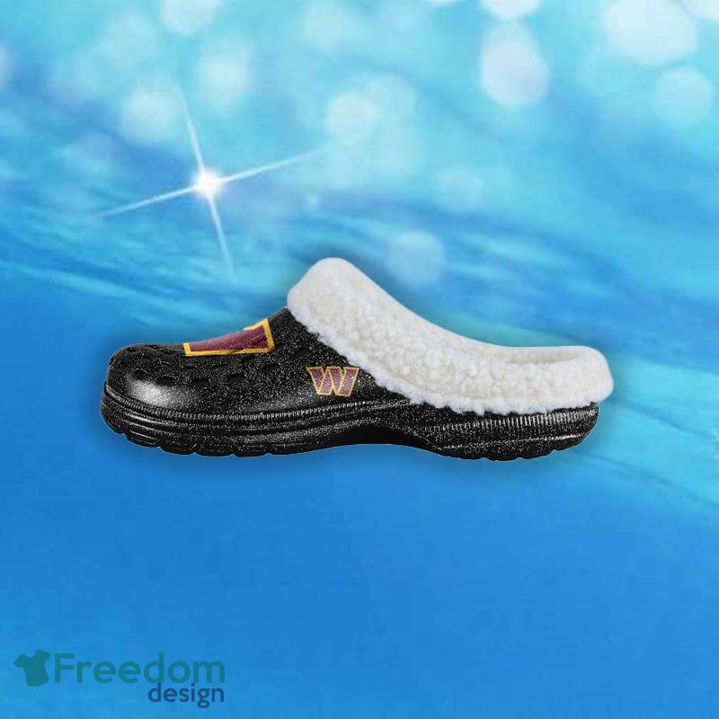 Washington Commanders NFL Men And Women Printed Sherpa Lined Glitter Clog For Fans - Washington Commanders NFL Womens Sherpa Lined Glitter Clog_2