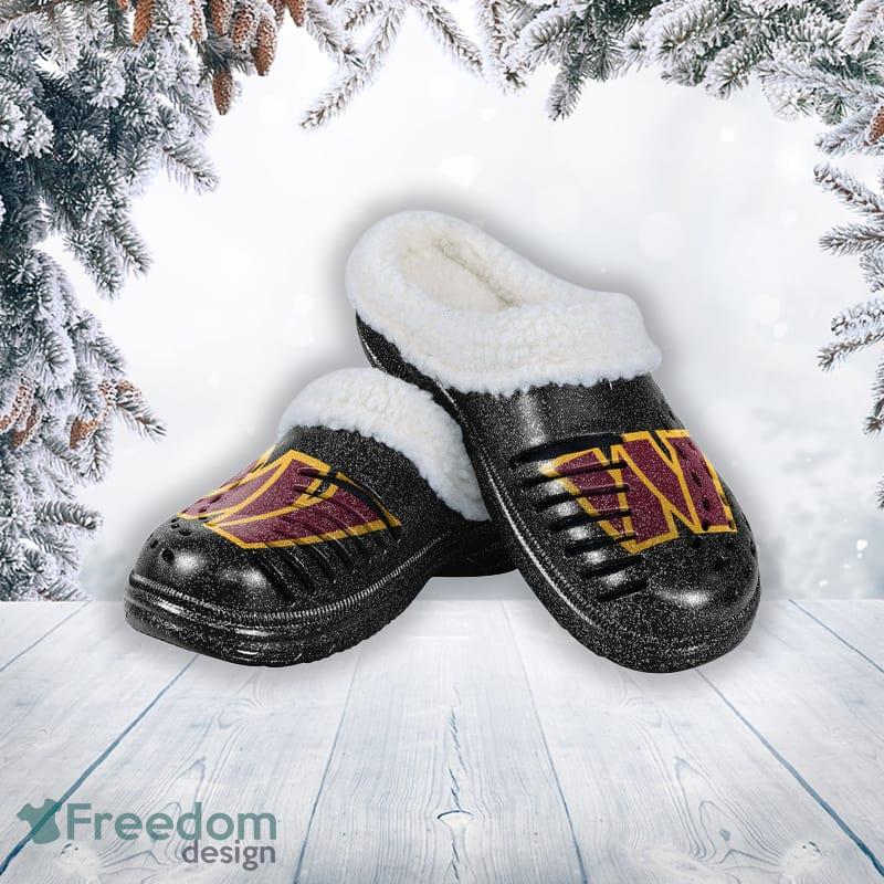 Washington Commanders NFL Men And Women Printed Sherpa Lined Glitter Clog For Fans - Washington Commanders NFL Womens Sherpa Lined Glitter Clog_1