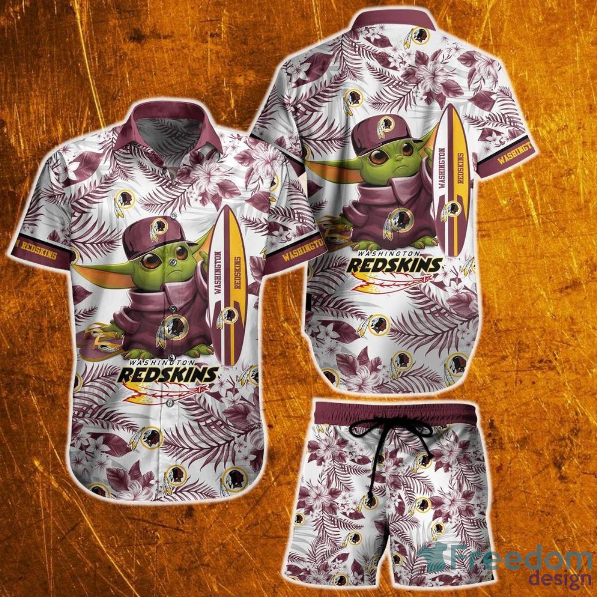 Washington Redskins NFL Baby Yoda Hawaiian Shirt And Short Style Tropical Pattern Summer Best Gift For Fan Product Photo 1