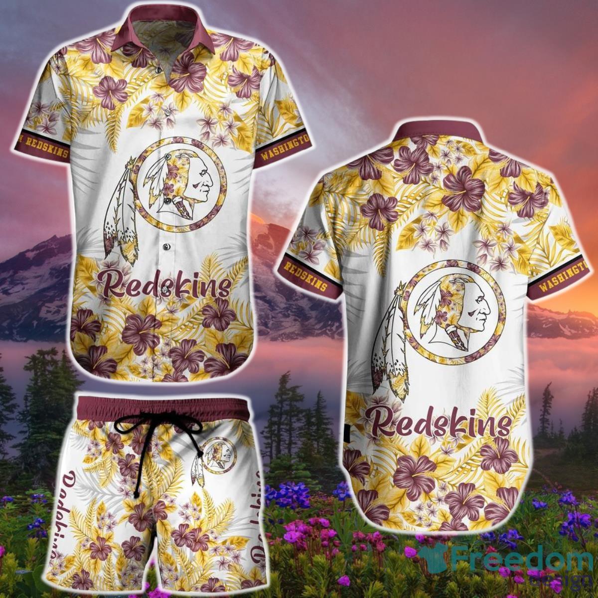 Washington Redskins NFL Hawaiian  Shirt And Shortv Graphic Flower Tropical Pattern Summer Product Photo 1