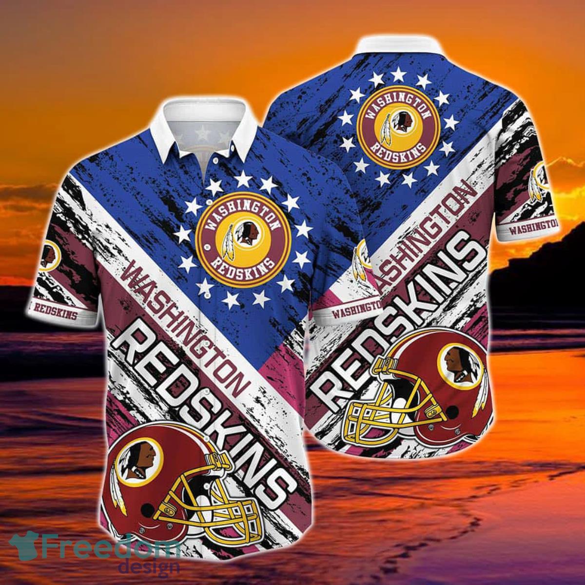 Washington Redskins NFL Hawaiian Shirt Graphic American Flag 3D Printed Short Shirt Best Gift For Fans Product Photo 1