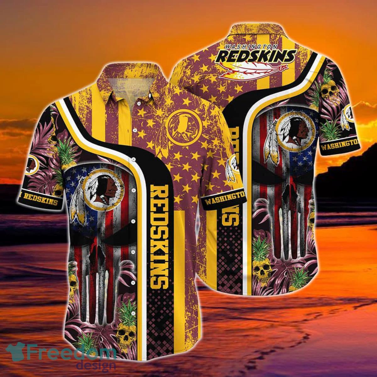 Washington Redskins NFL Hawaiian Shirt Graphic Tropical Pattern Skull Punisher 3D Printed Best Gift For Fans Product Photo 1