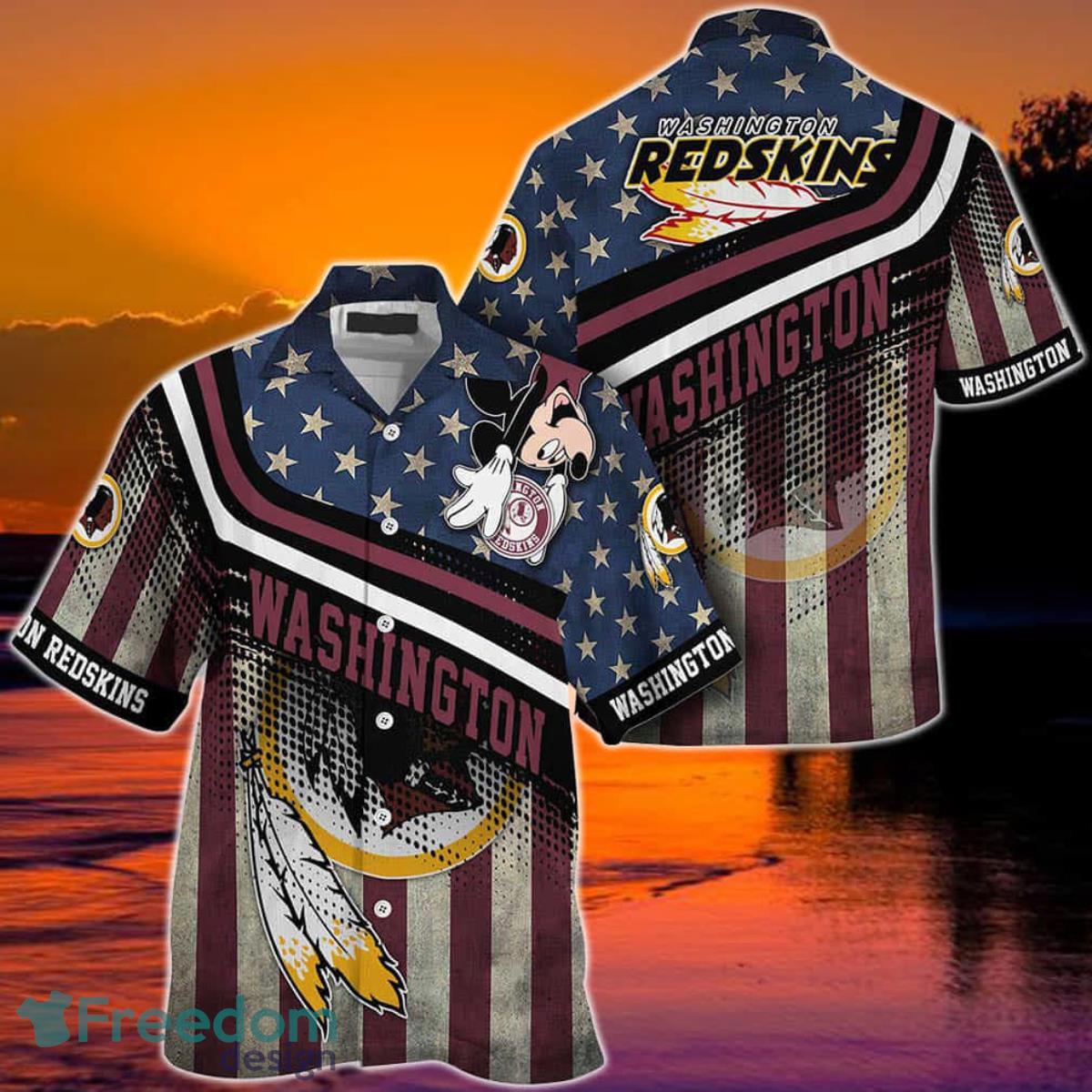 Washington Redskins NFL Hawaiian Shirt Mickey Graphic American Flag Printed 3D Shirt Best Gift For Fans Product Photo 1