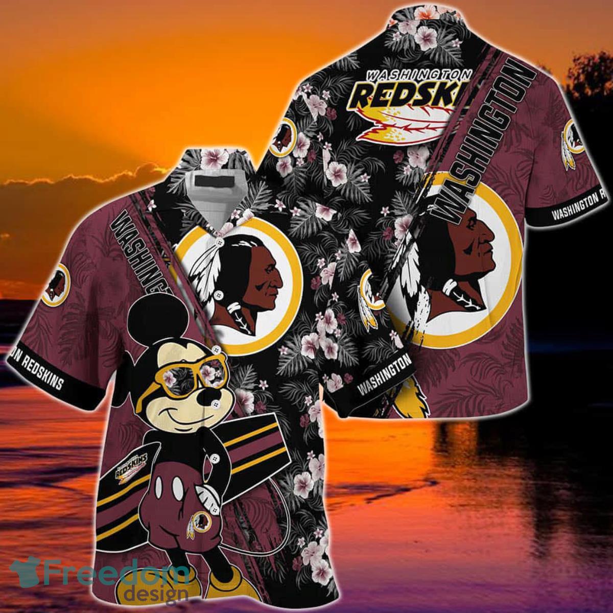 Washington Redskins NFL Hawaiian Shirt Mickey Print Floral Pattern This Summer For Sports Fans Product Photo 1