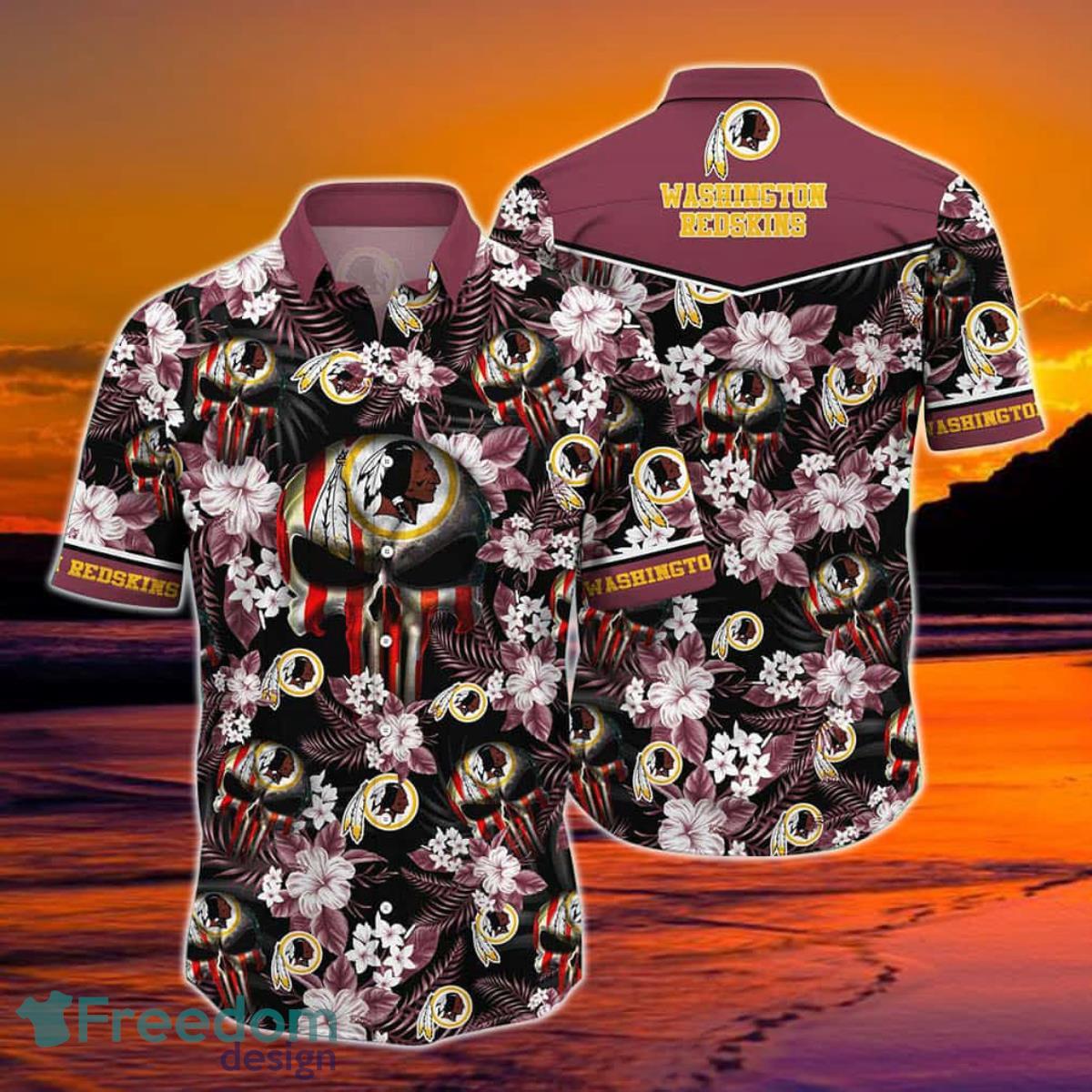 Washington Redskins NFL Hawaiian Shirt Skull Punisher Printed 3D New Trend Summer For Your Loved Ones Product Photo 1