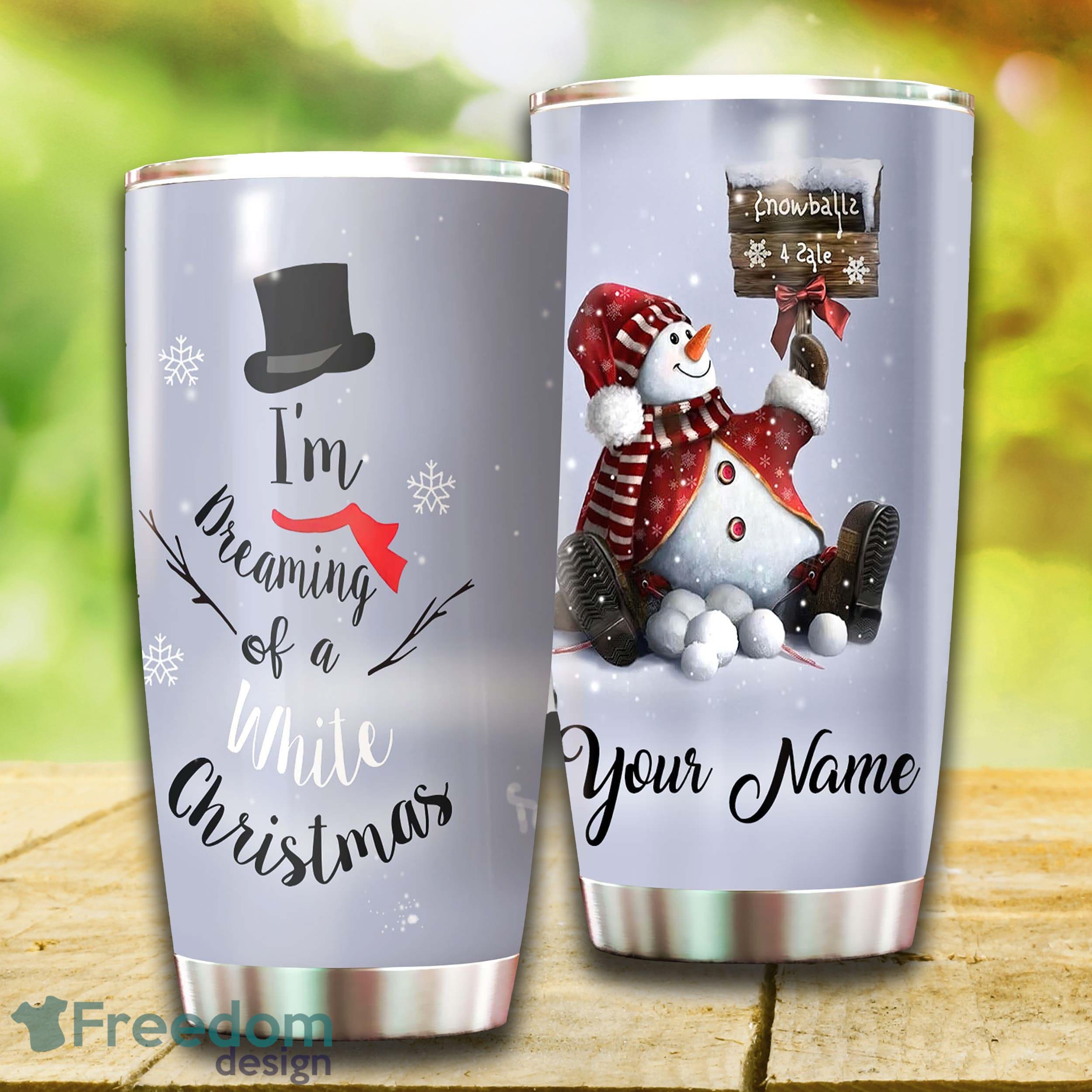 White Christmas Stainless Steel Tumbler Unique For Him Custom Name Tumbler Gift - Custom 3D White Christmas Stainless Steel Tumbler - Unique Tumbler - Birthday Gift - Gift For Him - Custom Name Tumbler Gift_3