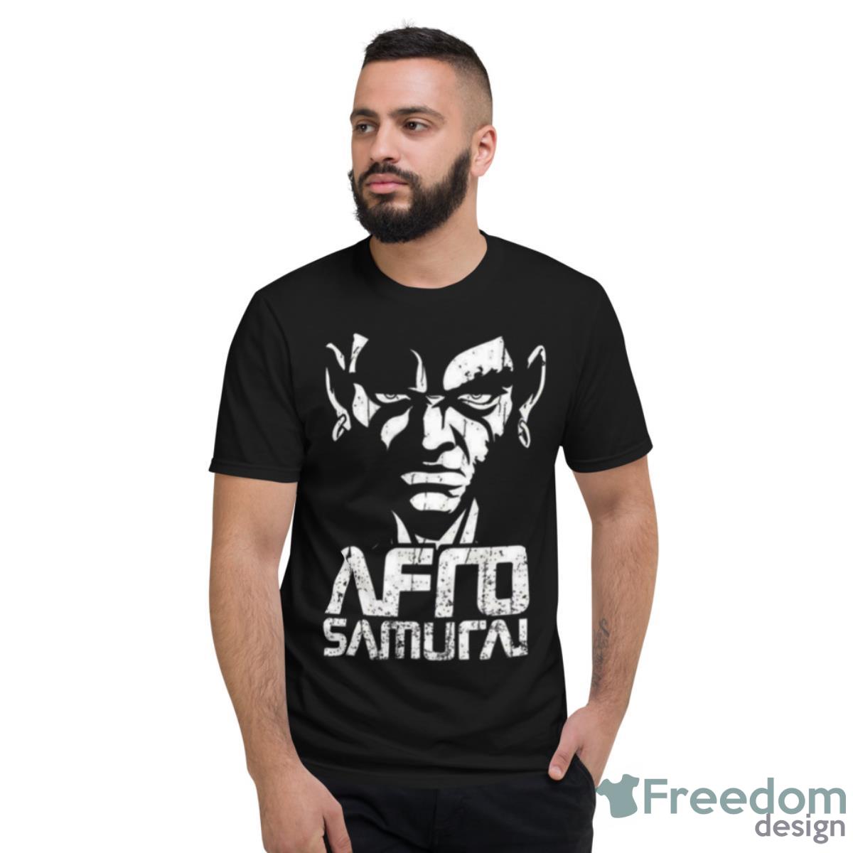 White Graphic Samurai Afro Shirt - Short Sleeve T-Shirt