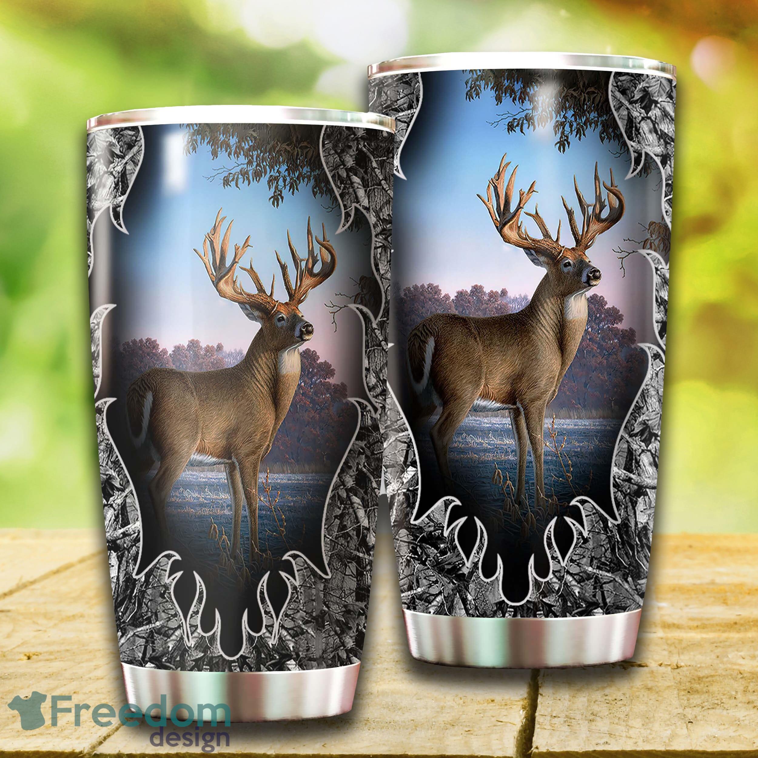Wild Deer Stainless Steel Tumbler Unique For Him Custom Name Tumbler Gift - Custom 3D Wild Deer Stainless Steel Tumbler - Unique Tumbler - Birthday Gift - Gift For Him - Custom Name Tumbler Gift_3