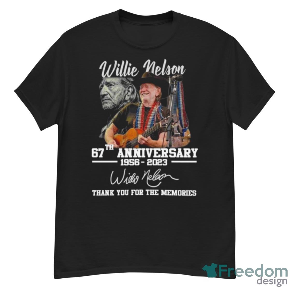 Willie Nelson 67th Anniversary 1956 2023 Thank You For The Memories Signature Shirt - G500 Men’s Classic T-Shirt