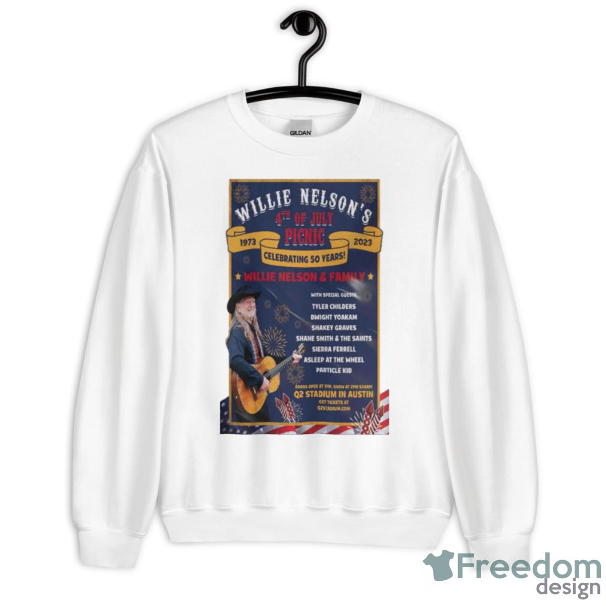 Willie Nelson July 4 2023 Q2 Stadium Austin Texas Poster Shirt - Unisex Heavy Blend Crewneck Sweatshirt