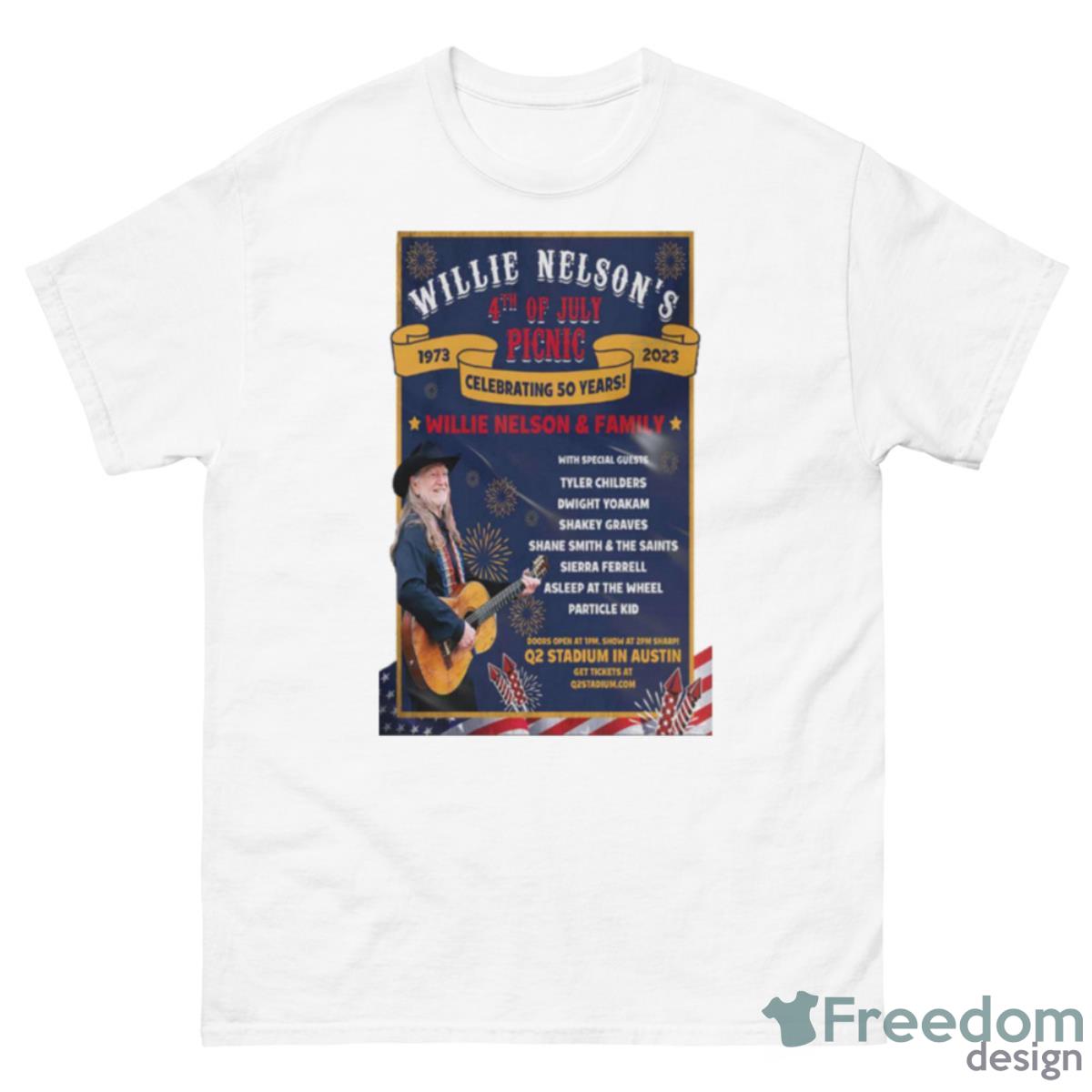 Willie Nelson July 4 2023 Q2 Stadium Austin Texas Poster Shirt - 500 Men’s Classic Tee Gildan