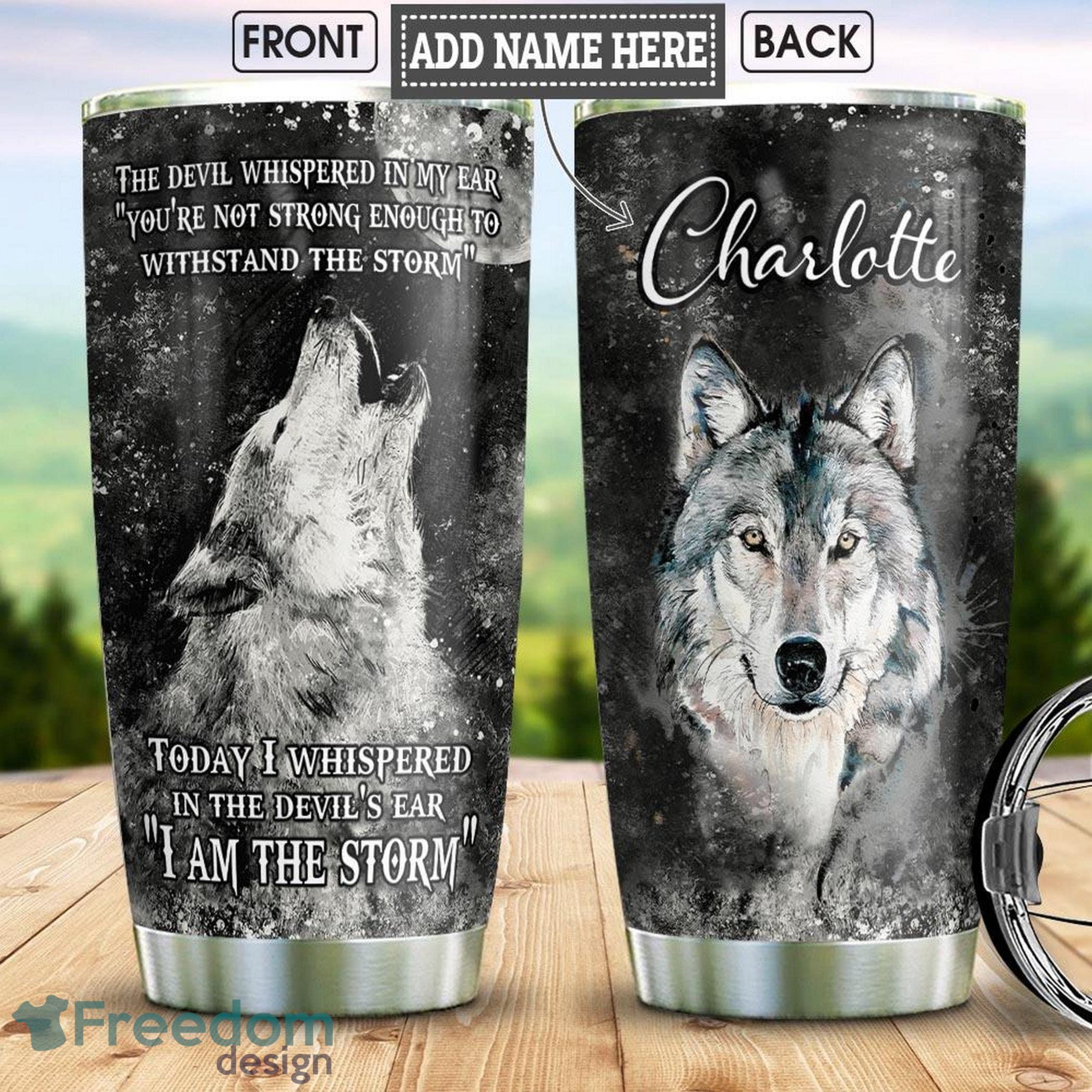 Wolf Printed Stainless Steel Tumbler Unique For Him Custom Name Tumbler Gift - Custom 3D Wolf Printed Personalized Stainless Steel Tumbler - Unique Tumbler - Birthday Gift - Gift For Him - Custom Name Tumbler Gift_1