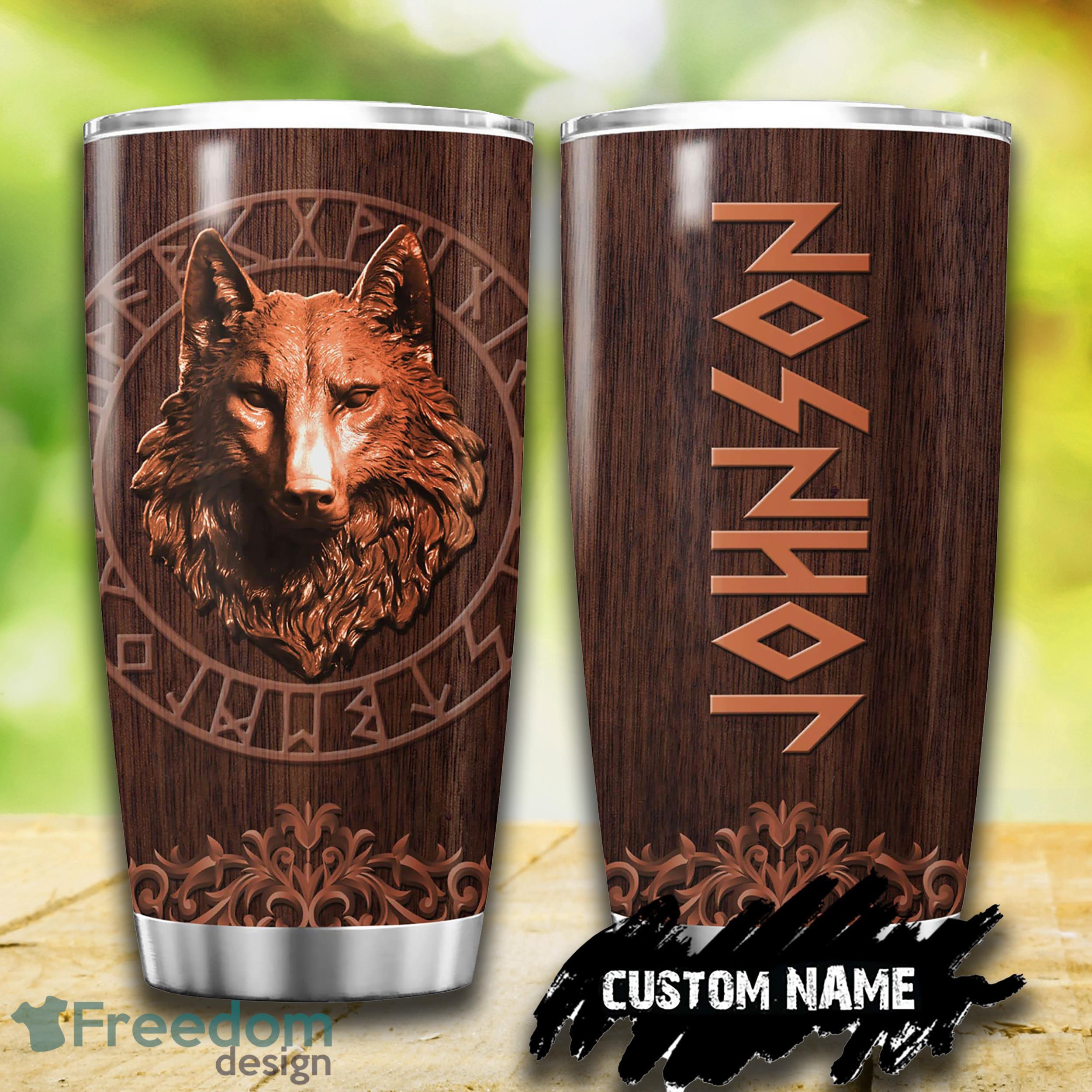 Wolf Wood Drawing Style Viking Celtic Tumbler Unique For Him Custom Name Tumbler Gift - Custom Wolf Wood Drawing Style Viking Celtic Tumbler - Unique Tumbler - Birthday Gift - Gift For Him - Custom Name Tumbler Gift_4