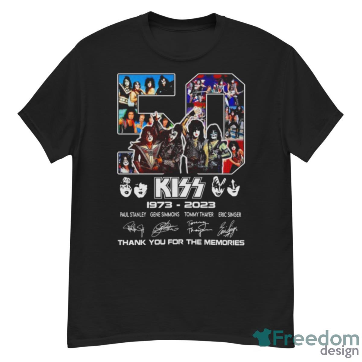 Years Of Kizz 1973 2023 Paul Stanley Gene Simmons Thank You For The Memories Signatures Shirt - G500 Men’s Classic T-Shirt