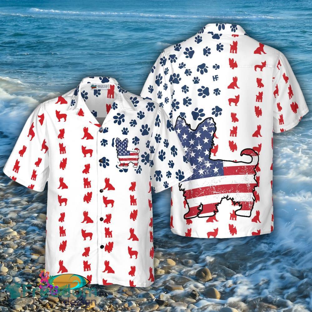 Yorkie American Flag 3D Hawaiian Shirt For Men And Women - Yorkie American Flag Hawaiian Shirt_1