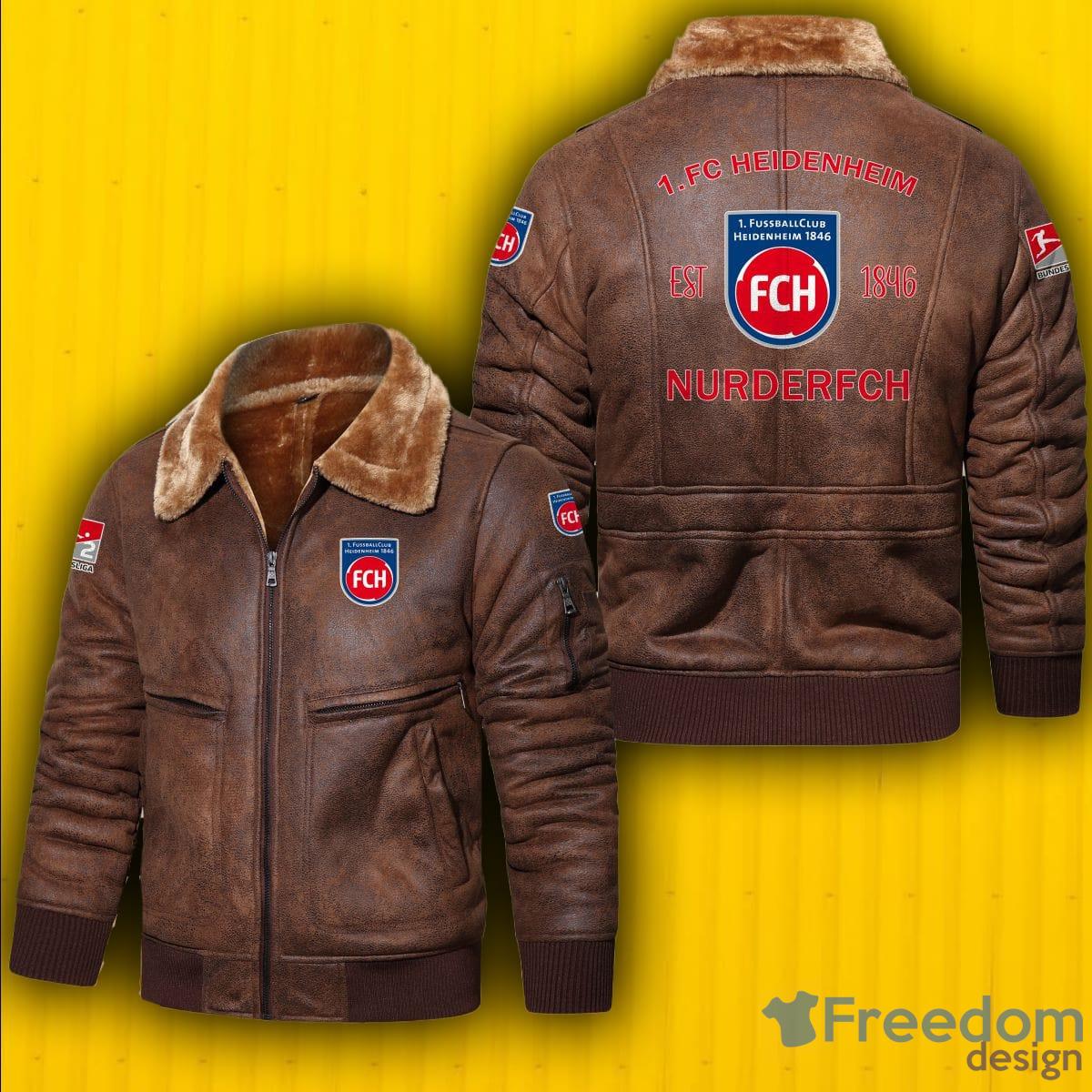 1 FC Heidenheim Logo Bundesliga Brown Black Leather Jacket - 1 FC Heidenheim Logo Bundesliga_2