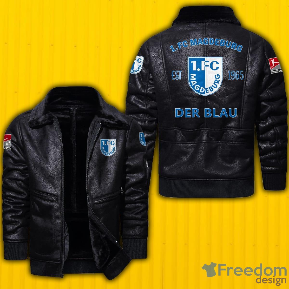 1 FC Magdeburg Logo Bundesliga Brown Black Leather Jacket - 1 FC Magdeburg Logo Bundesliga_1 1 FC Magdeburg Logo Bundesliga Brown Black Leather Jacket - 1 FC Magdeburg Logo Bundesliga_1