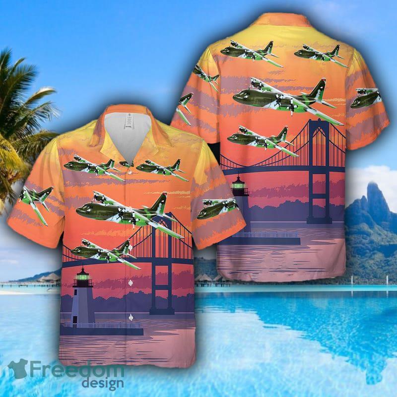 143rd Airlift Squadron Rhode Island Air National Guard C-130E US Air Force Hawaiian Shirt - 143rd Airlift Squadron Rhode Island Air National Guard C-130E US Air Force Hawaiian Shirt