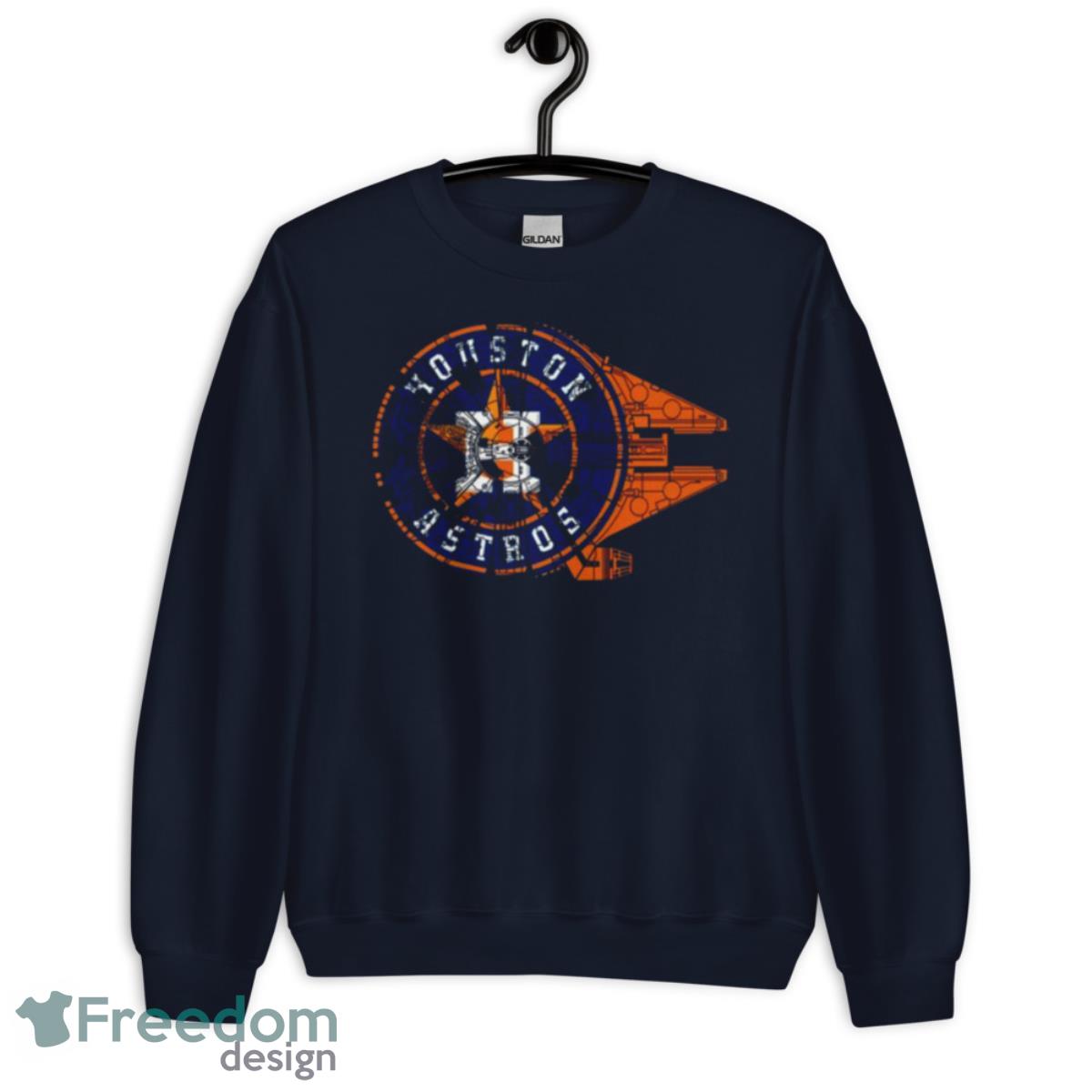 2023 Houston Astros Millennium Falcon Cool Baseball And Star Wars Shirt - Unisex Crewneck Sweatshirt-1